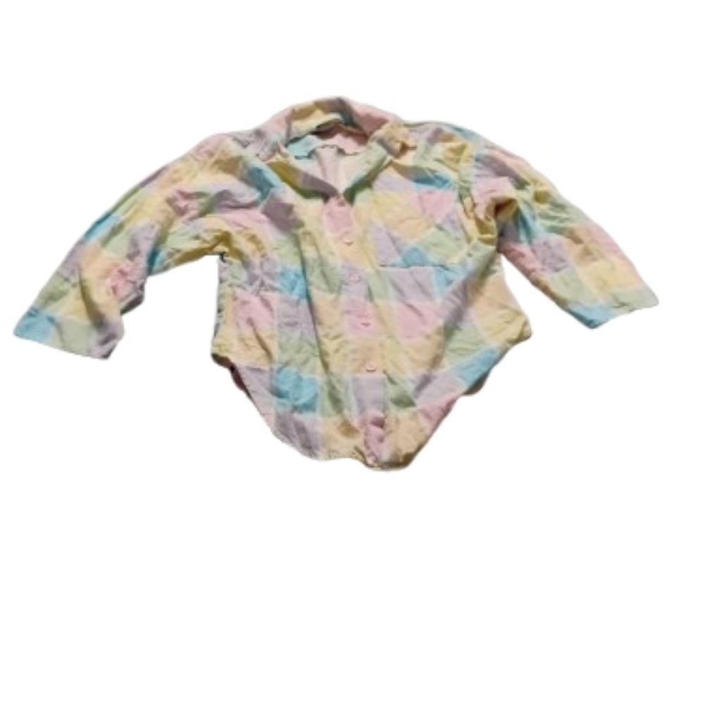 Vintage 1980s Lawrence Stevens Pastel Plaid Button Down Shirt